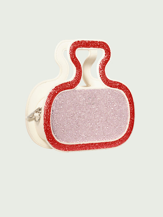 Silhouette Bag in Baby Pink & Red Swarovski crystals
