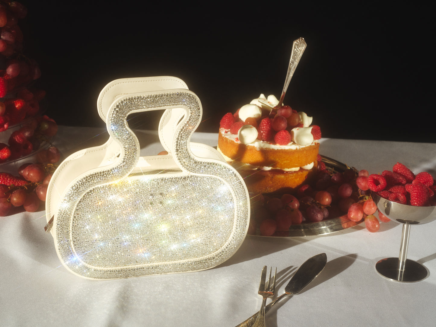 Silhouette Bag in Silver Swarovski crystals
