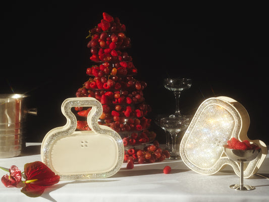 Silhouette Bag in Silver Swarovski crystals Handle